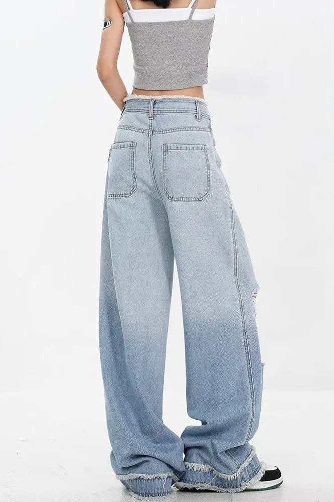 Gradient Ripped Straight Leg Jeans - Image 6