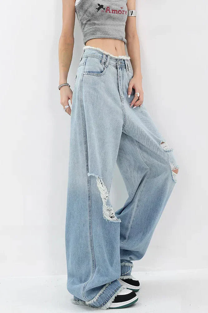 Gradient Ripped Straight Leg Jeans - Image 7