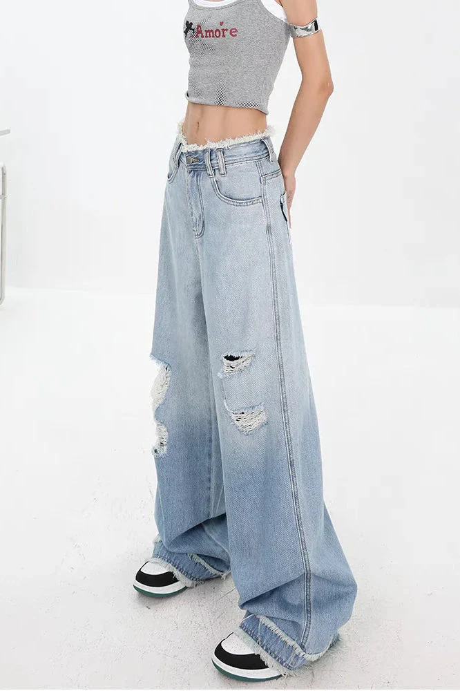 Gradient Ripped Straight Leg Jeans - Image 9
