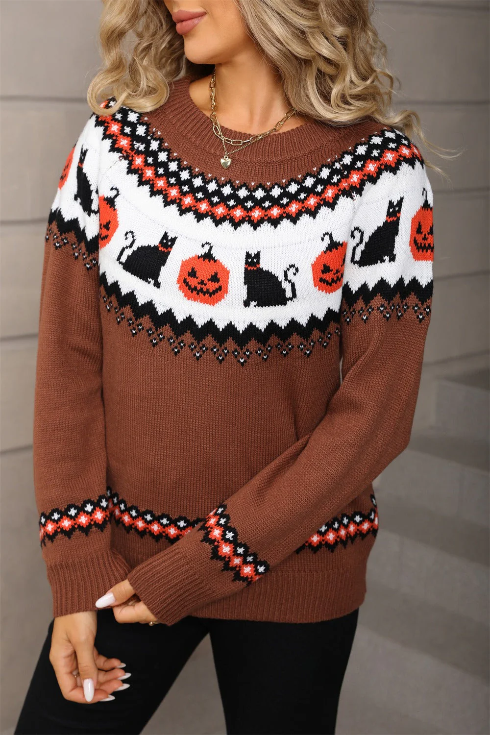 Graphic Pumpkin Halloween Sweater - Image 14