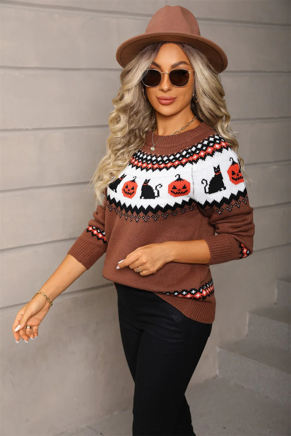 Graphic Pumpkin Halloween Sweater - Image 3