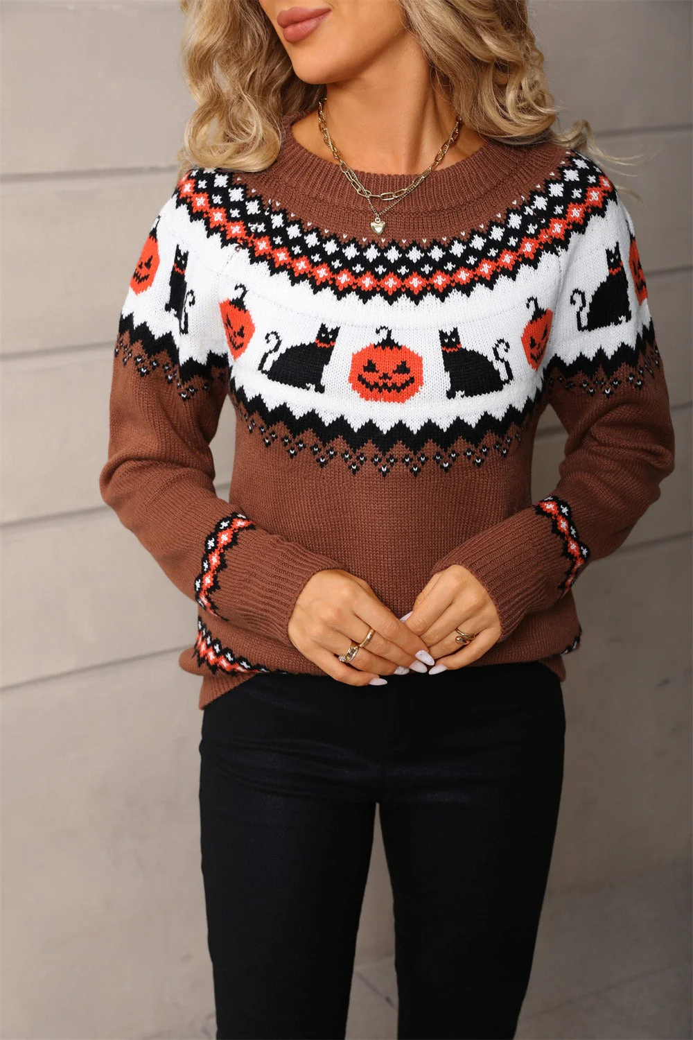 Graphic Pumpkin Halloween Sweater - Image 4