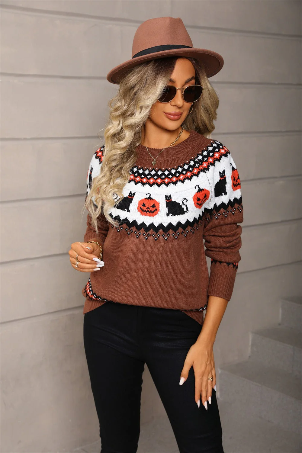 Graphic Pumpkin Halloween Sweater - Image 5