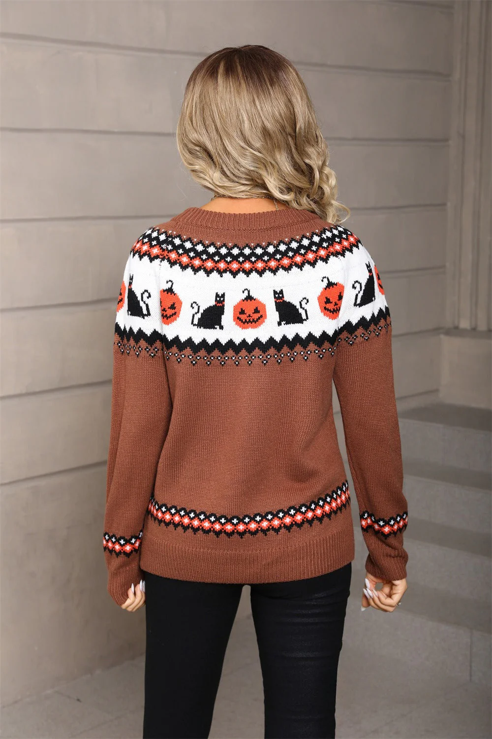 Graphic Pumpkin Halloween Sweater - Image 8