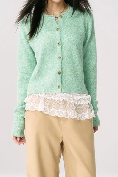 Green Roll Sleeve Cardigan - Image 3