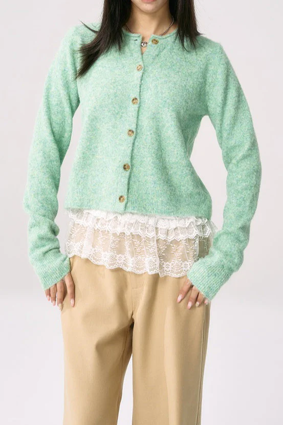 Green Roll Sleeve Cardigan - Image 5