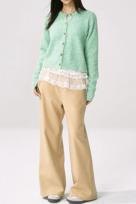 Green Roll Sleeve Cardigan - Image 6