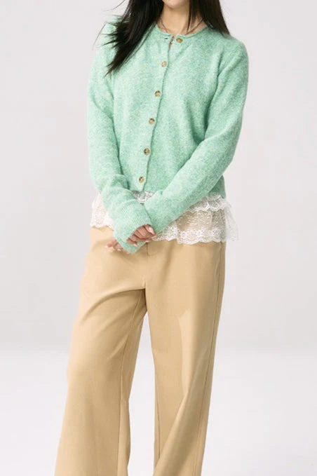 Green Roll Sleeve Cardigan - Image 7