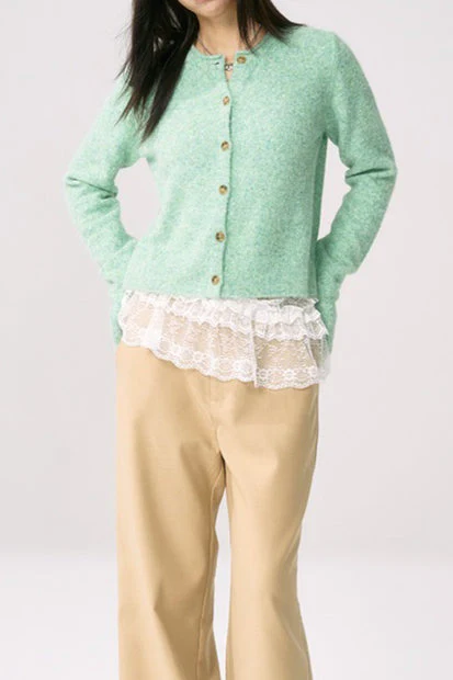 Green Roll Sleeve Cardigan - Image 8