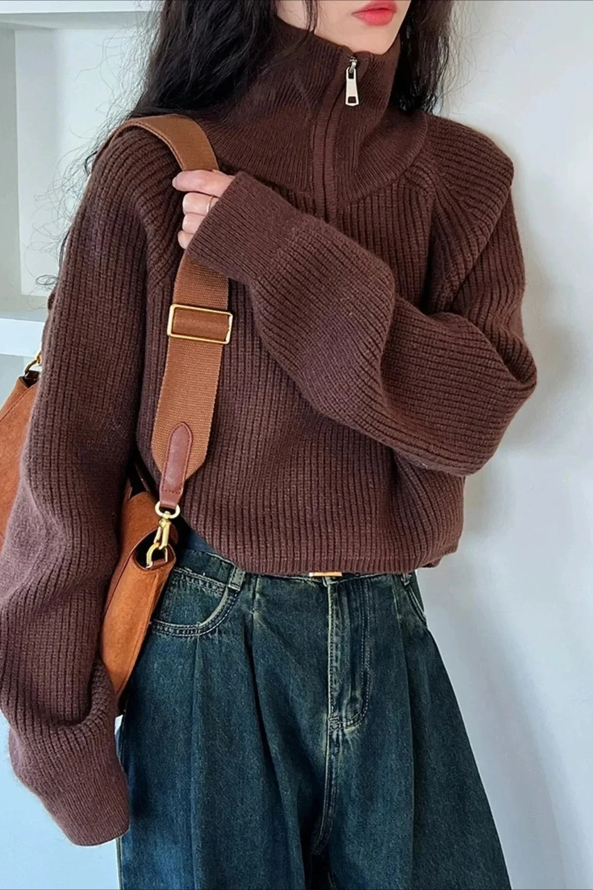 Half Zip Knit Turtleneck Sweater - Image 11