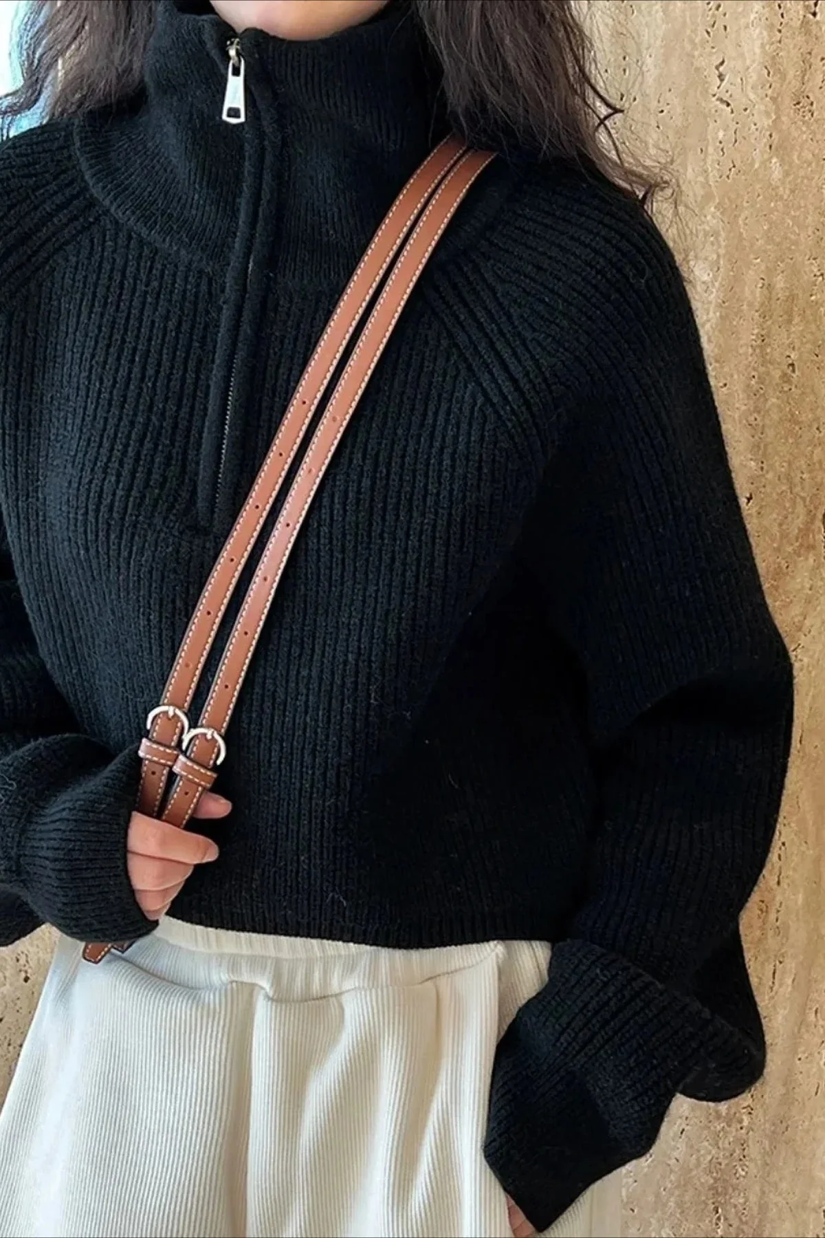 Half Zip Knit Turtleneck Sweater - Image 16
