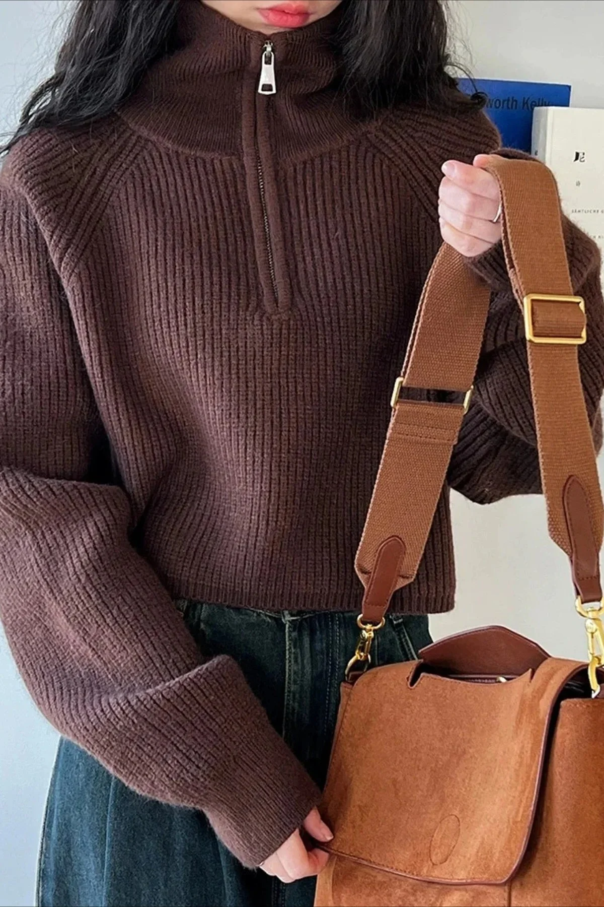 Half Zip Knit Turtleneck Sweater - Image 19