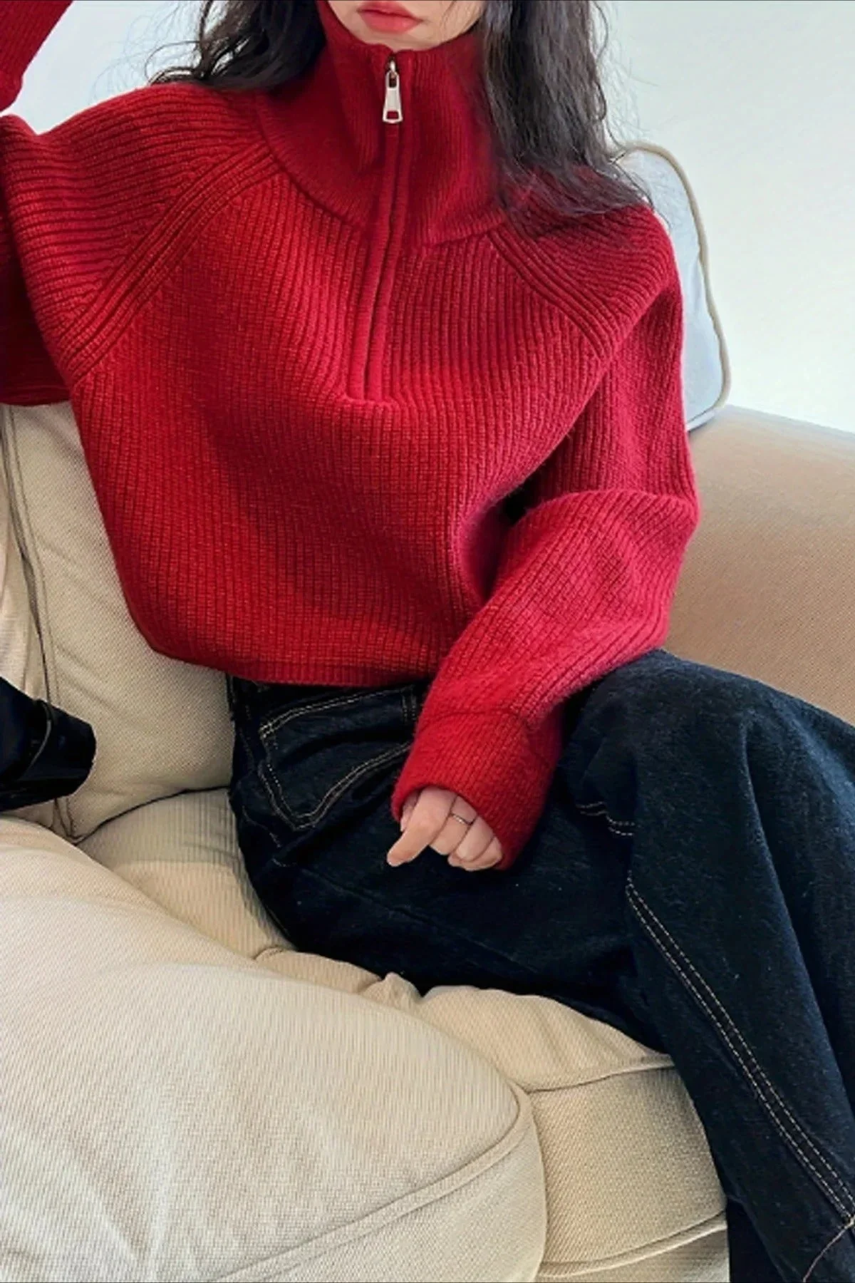 Half Zip Knit Turtleneck Sweater - Image 21