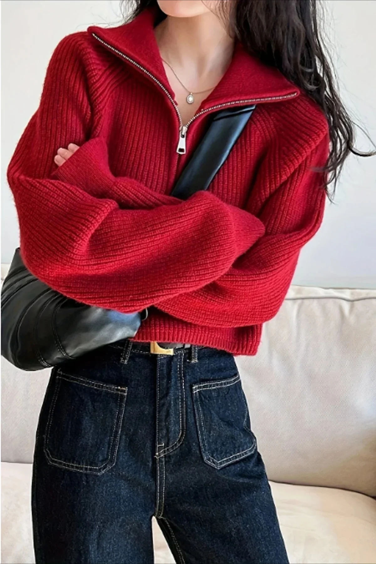 Half Zip Knit Turtleneck Sweater - Image 23