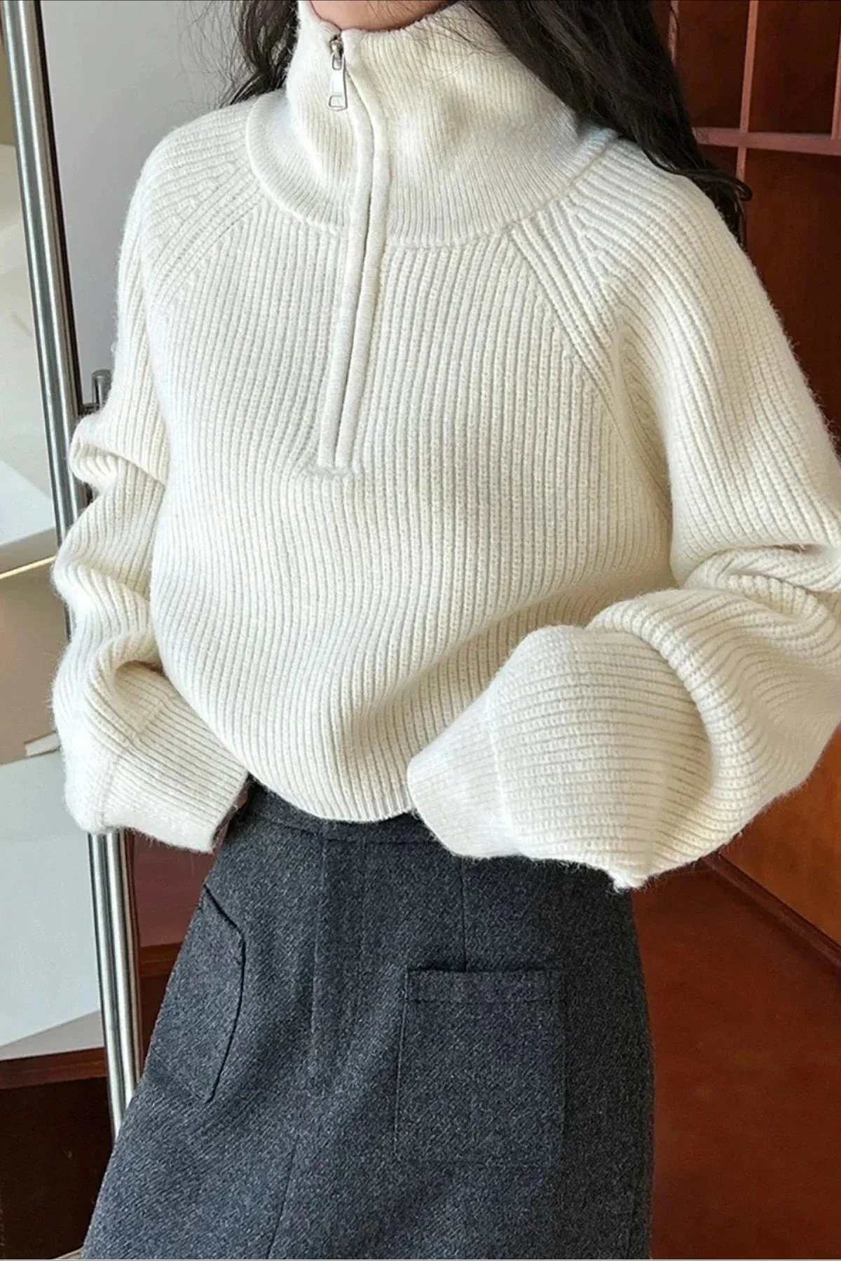 Half Zip Knit Turtleneck Sweater - Image 26