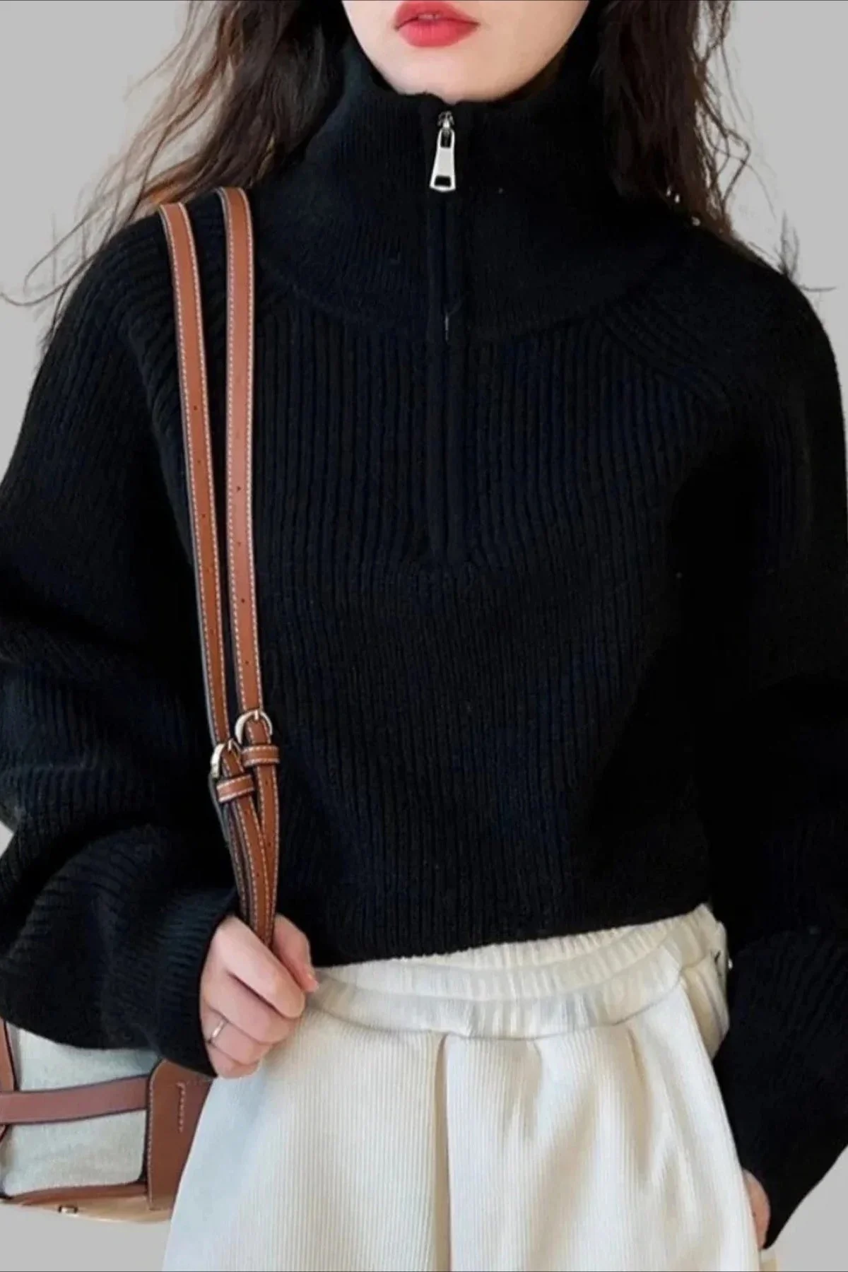 Half Zip Knit Turtleneck Sweater - Image 29