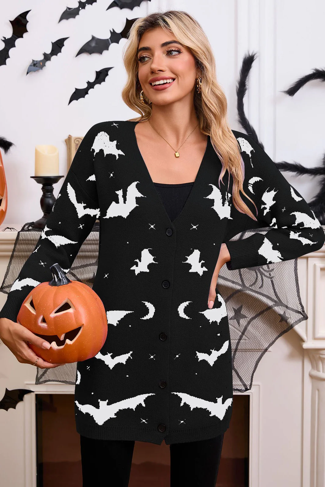 Halloween Bat Jacquard Knit Sweater - Image 10