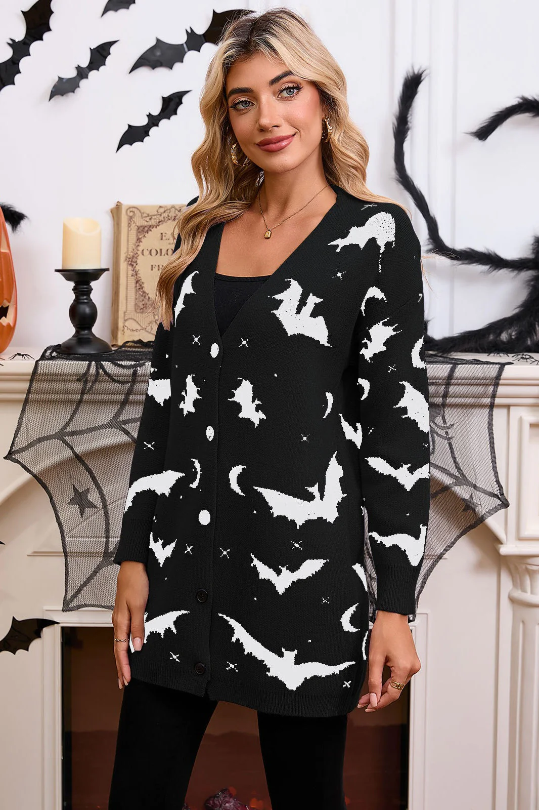 Halloween Bat Jacquard Knit Sweater - Image 12