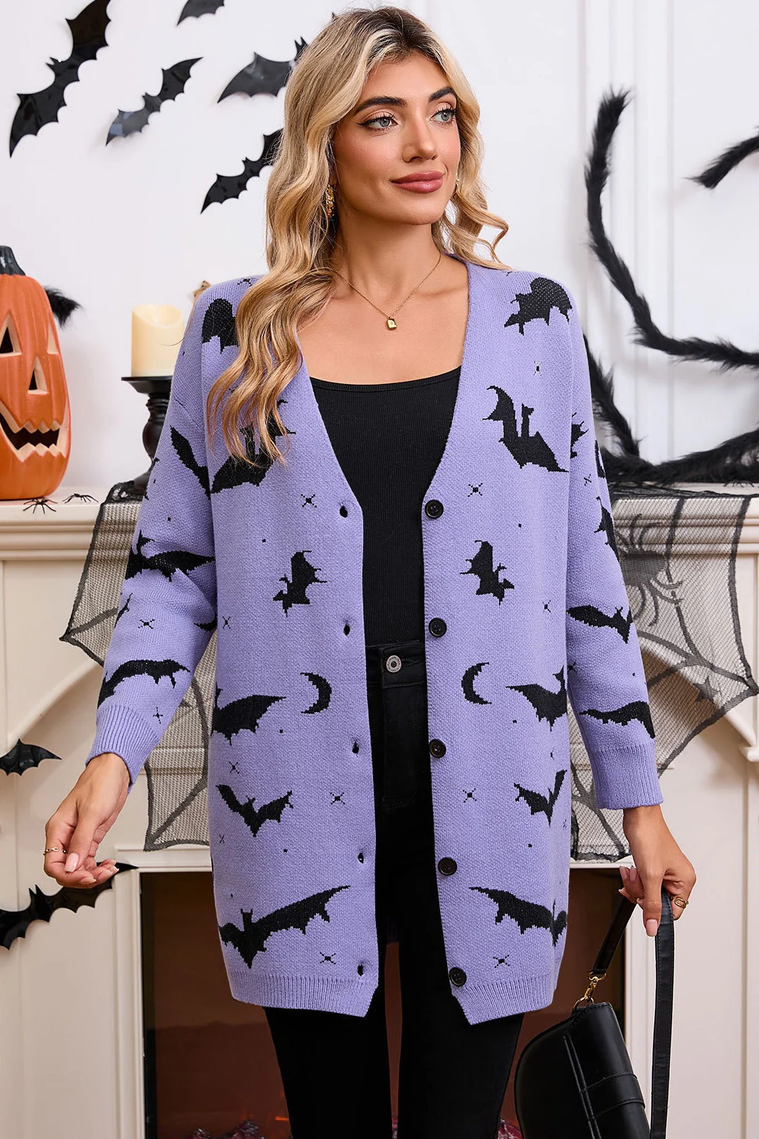 Halloween Bat Jacquard Knit Sweater - Image 16