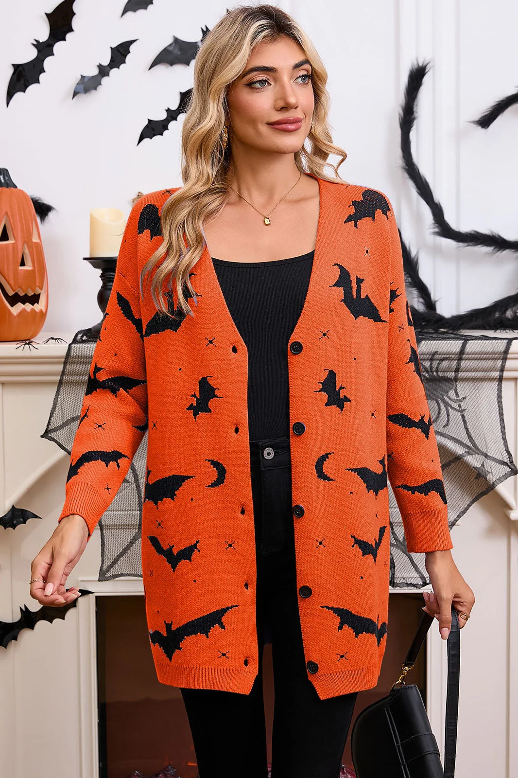 Halloween Bat Jacquard Knit Sweater - Image 2