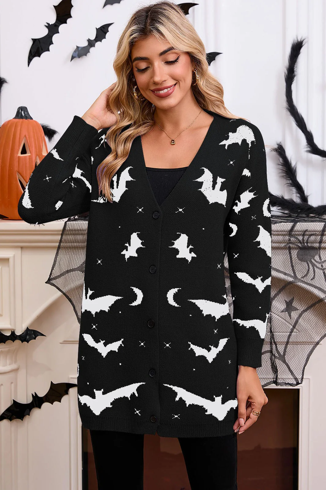 Halloween Bat Jacquard Knit Sweater - Image 32