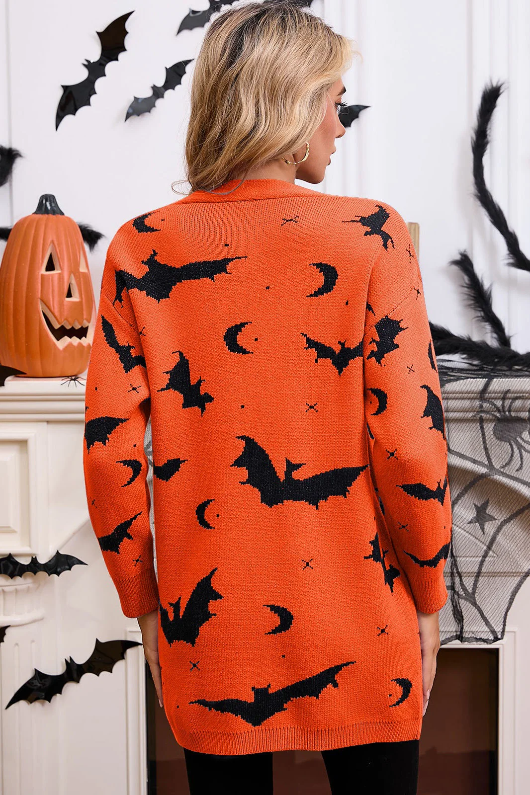Halloween Bat Jacquard Knit Sweater - Image 7