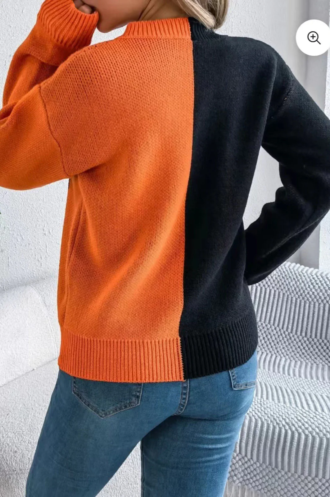 Halloween Ghost Pumpkin Colorblock Sweater - Image 2