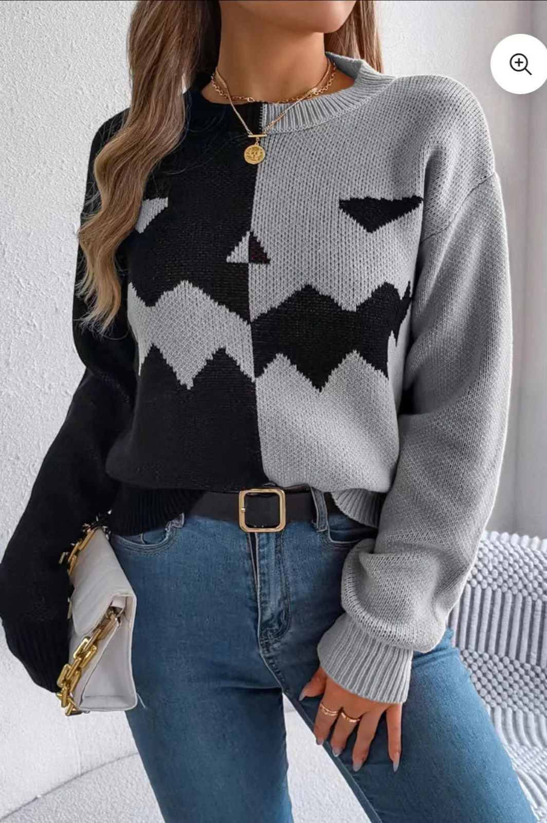 Halloween Ghost Pumpkin Colorblock Sweater - Image 4