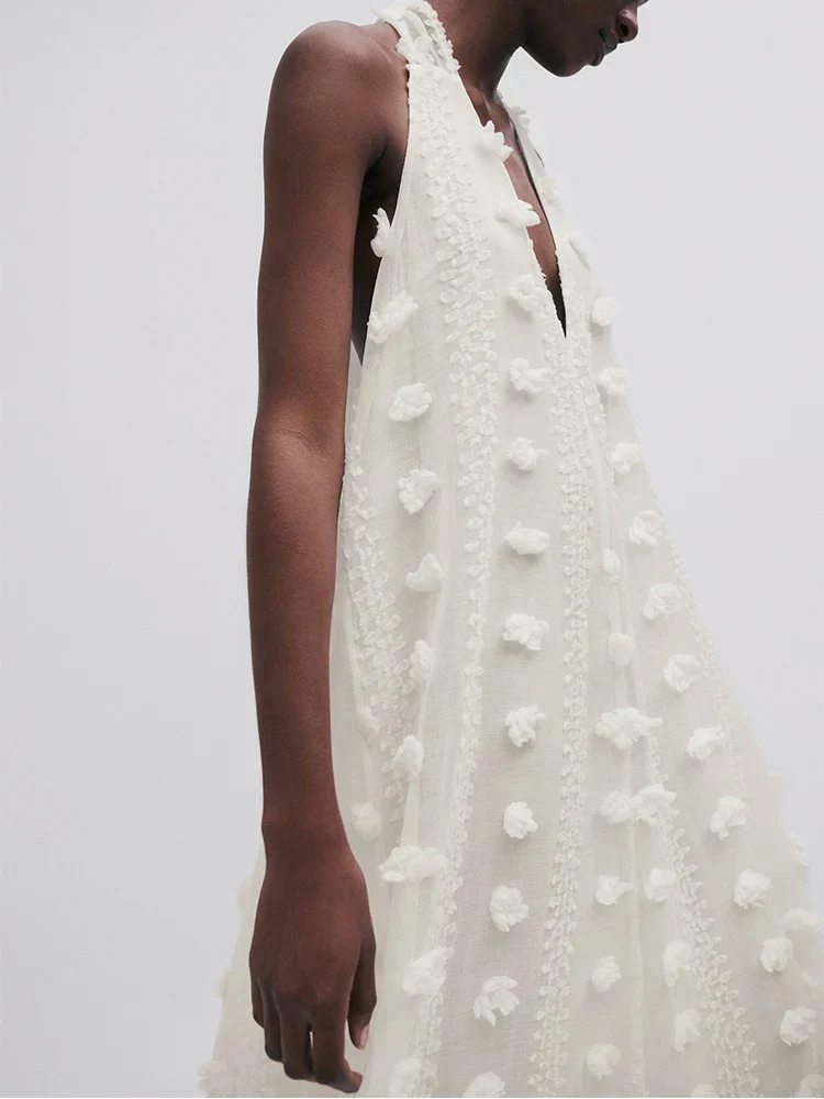 Halter Floral Mesh Patchwork Boho Dress - Image 10