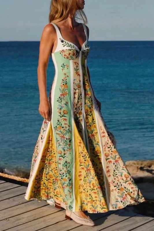 Halter Floral Printed Boho Dress - Image 5