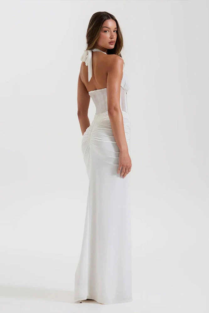 Halter Mesh Panel Maxi Dress - Image 2