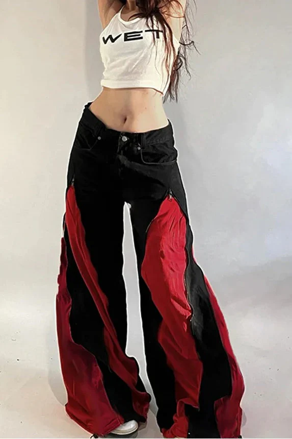 Harajuku Patchwork Wide Fit Jeans - Image 2