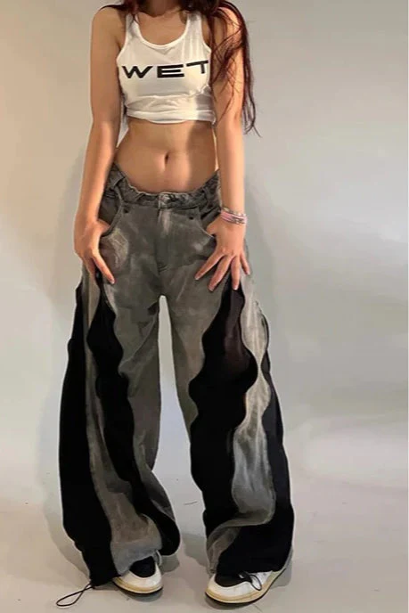 Harajuku Patchwork Wide Fit Jeans - Image 4