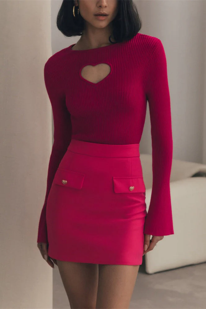 Heart Cutout Slim Fit Knit Sweater - Image 15