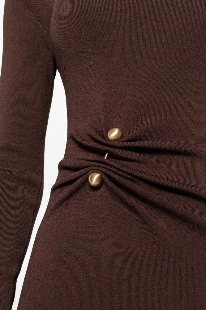 High Neck Metal Detail Knit Sweater Dress - Image 5