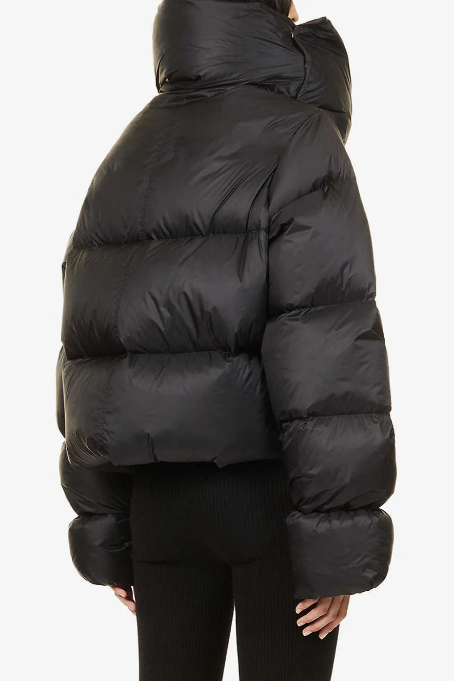 High Neck Scarf Collar Quilted Puffer Jacket - Image 11