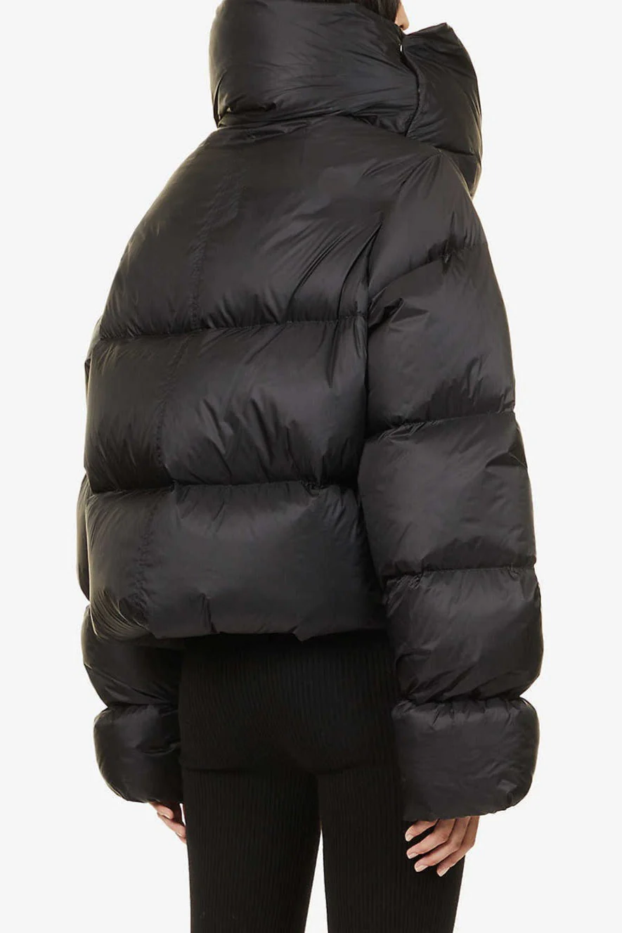 High Neck Scarf Collar Quilted Puffer Jacket - Image 5