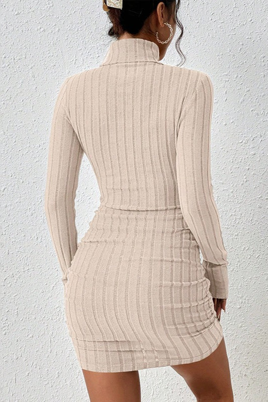 High Neck Slim Fit Knit Sweater Dress - Image 12
