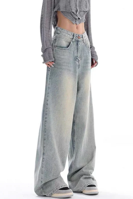 High Waist Draped Gradient Ripped Jeans - Image 7