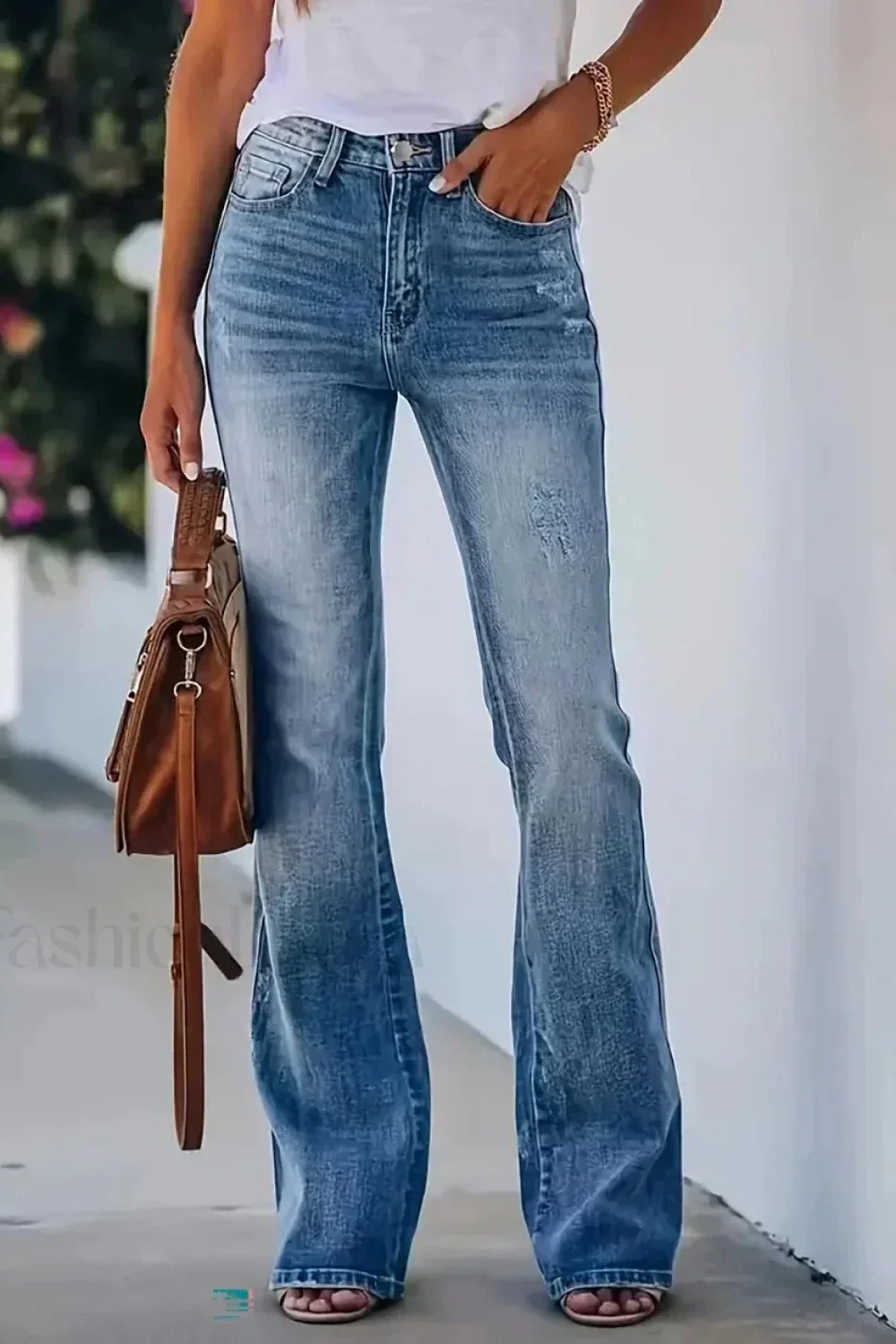 High Waist Flared Denim Jeans - Image 12