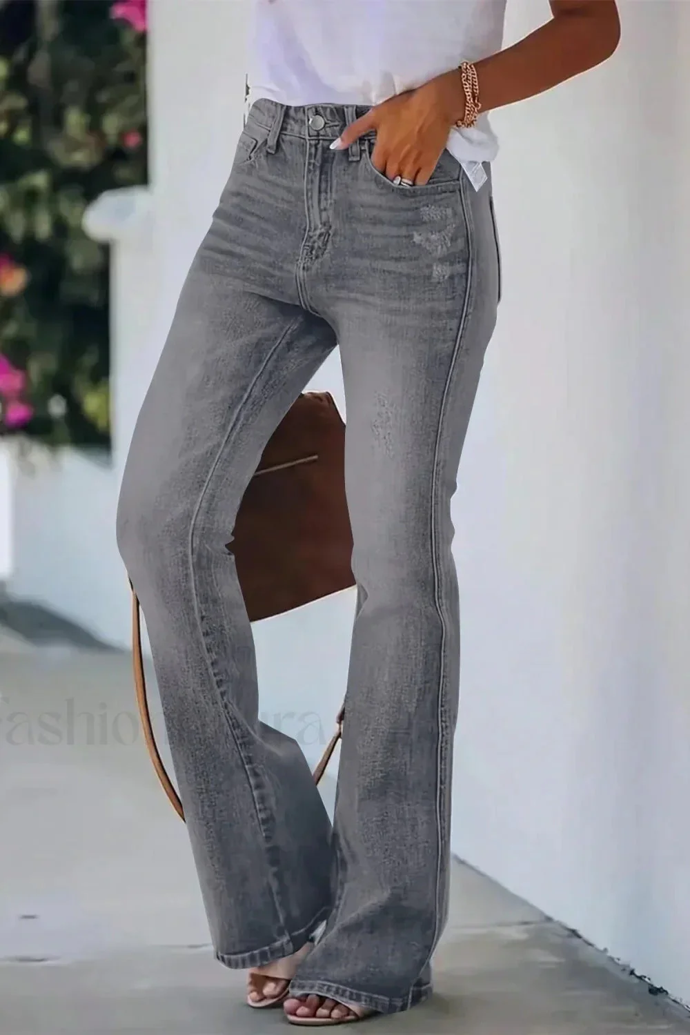 High Waist Flared Denim Jeans - Image 14