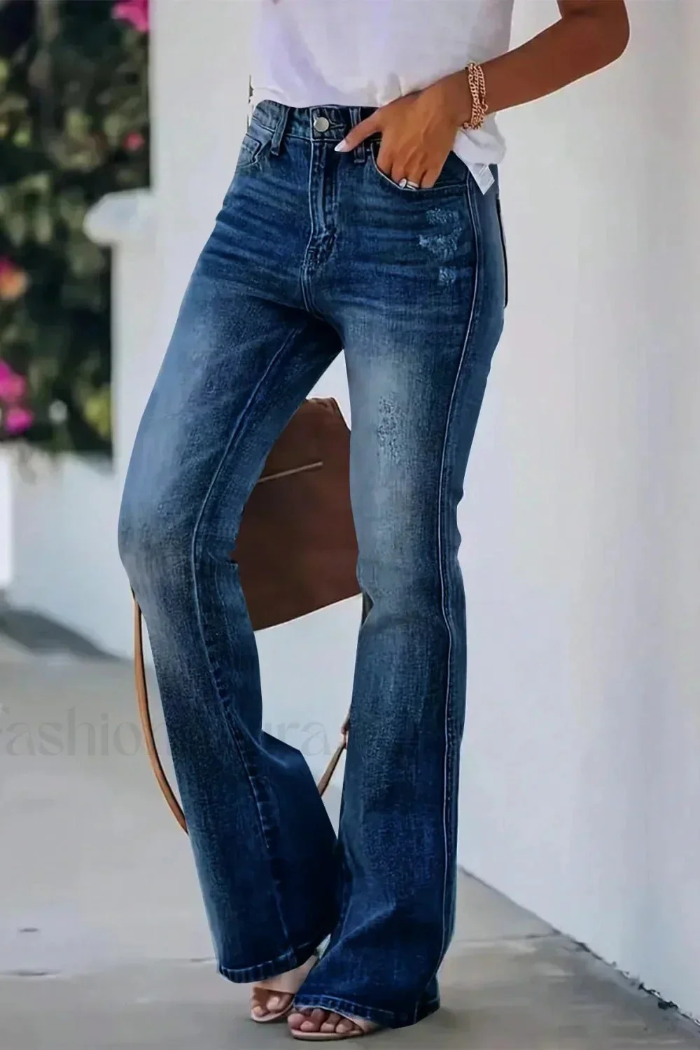 High Waist Flared Denim Jeans - Image 6