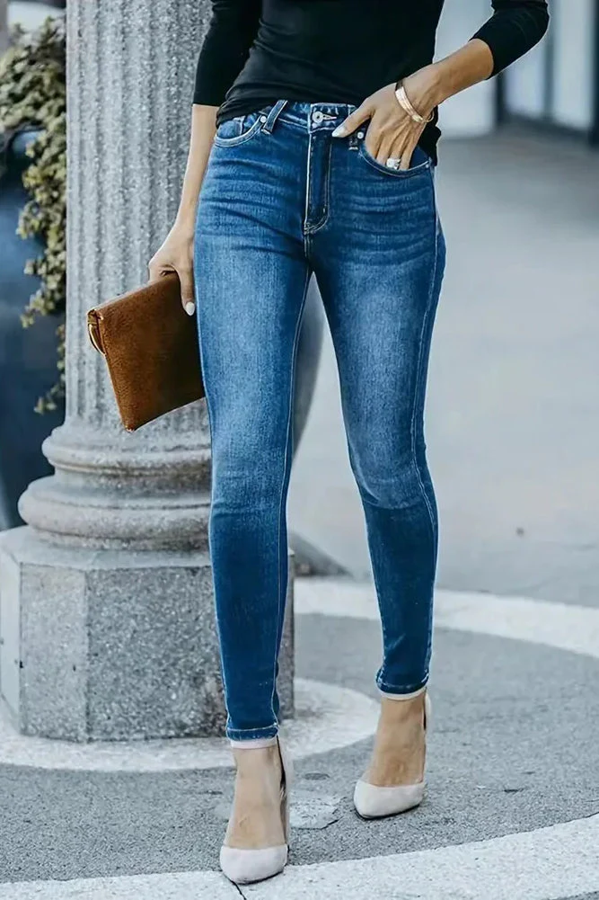 High Waist Skinny Pencil Jeans - Image 12