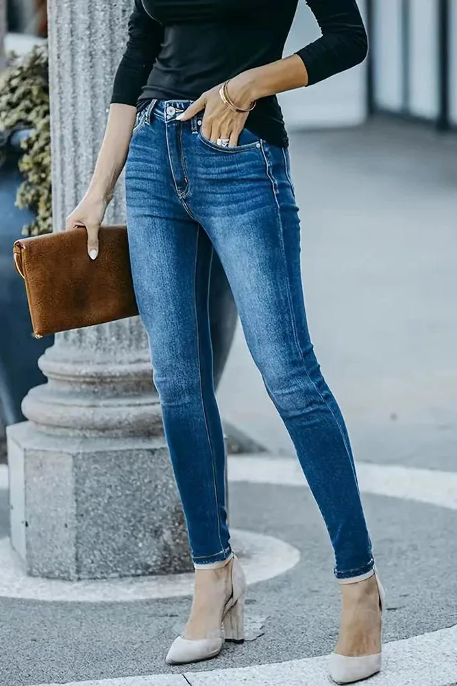 High Waist Skinny Pencil Jeans - Image 13
