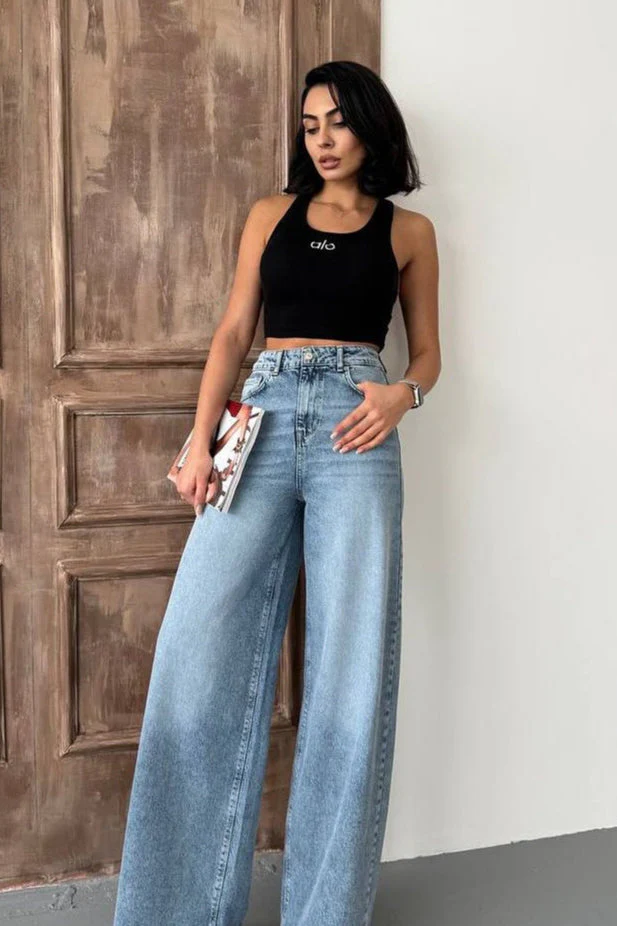High Waist Straight Floor Jeans - Image 2
