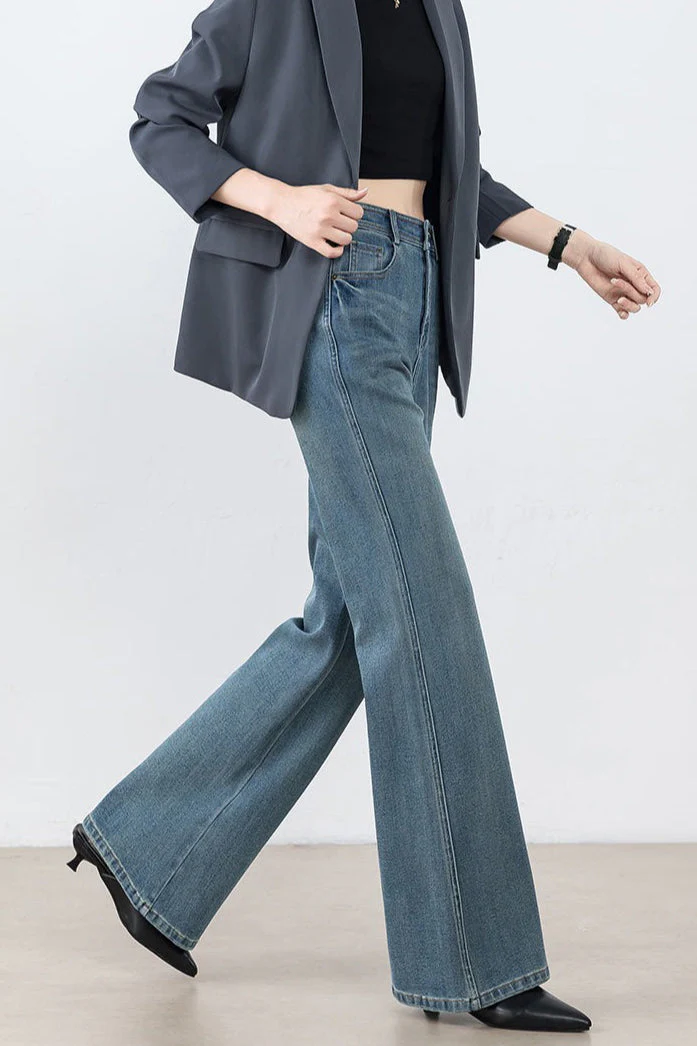 High Waist Tencel Stretch Flared Jeans - Image 3