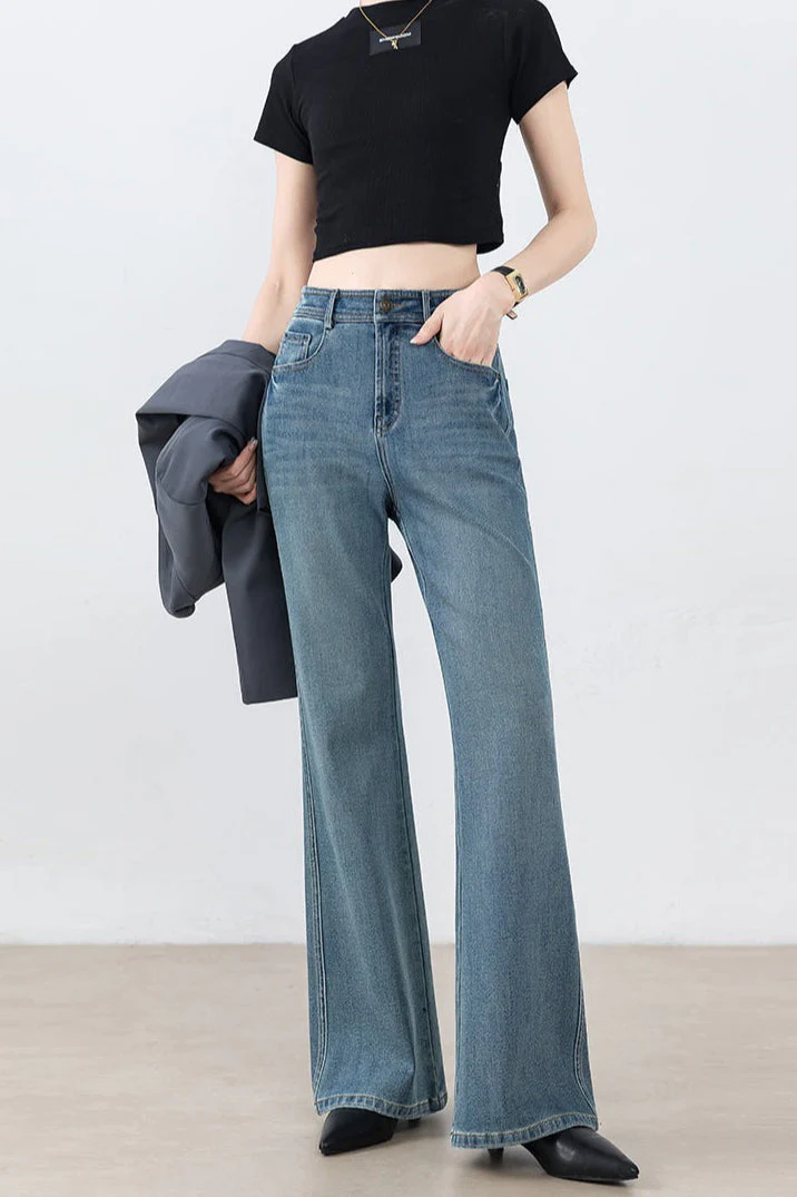 High Waist Tencel Stretch Flared Jeans - Image 5