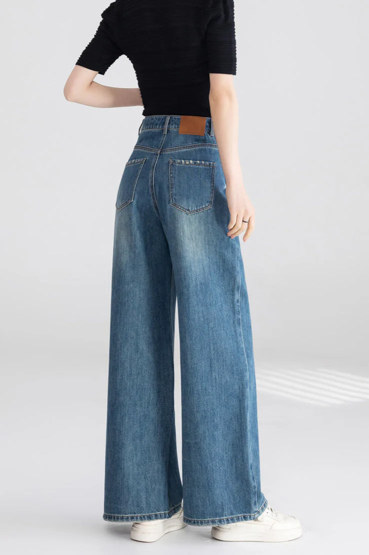 High Waist Wide Leg Cotton Jeans - Image 5