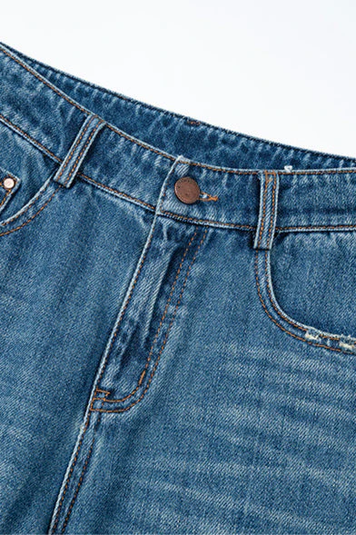 High Waist Wide Leg Cotton Jeans - Image 7