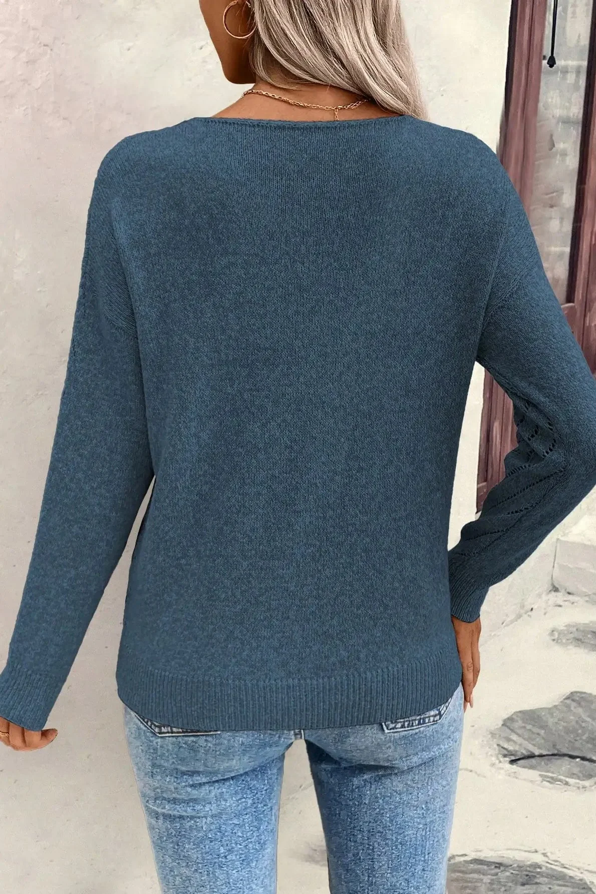 Hollow Knit Loose Pullover Sweater - Image 29